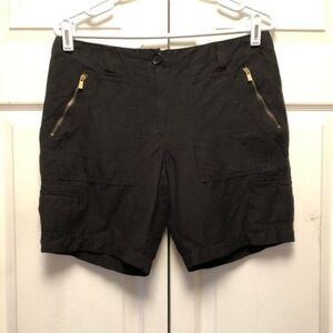MICHAL Michael Kors Zipper Detail Linen Shorts